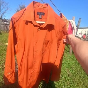 Men's Orange Button Up Shirt